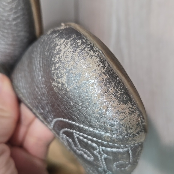 Tory Burch Womens Ruby Pewter silver Logo Flats Ballet shoes sz 9M - Picture 6 of 15